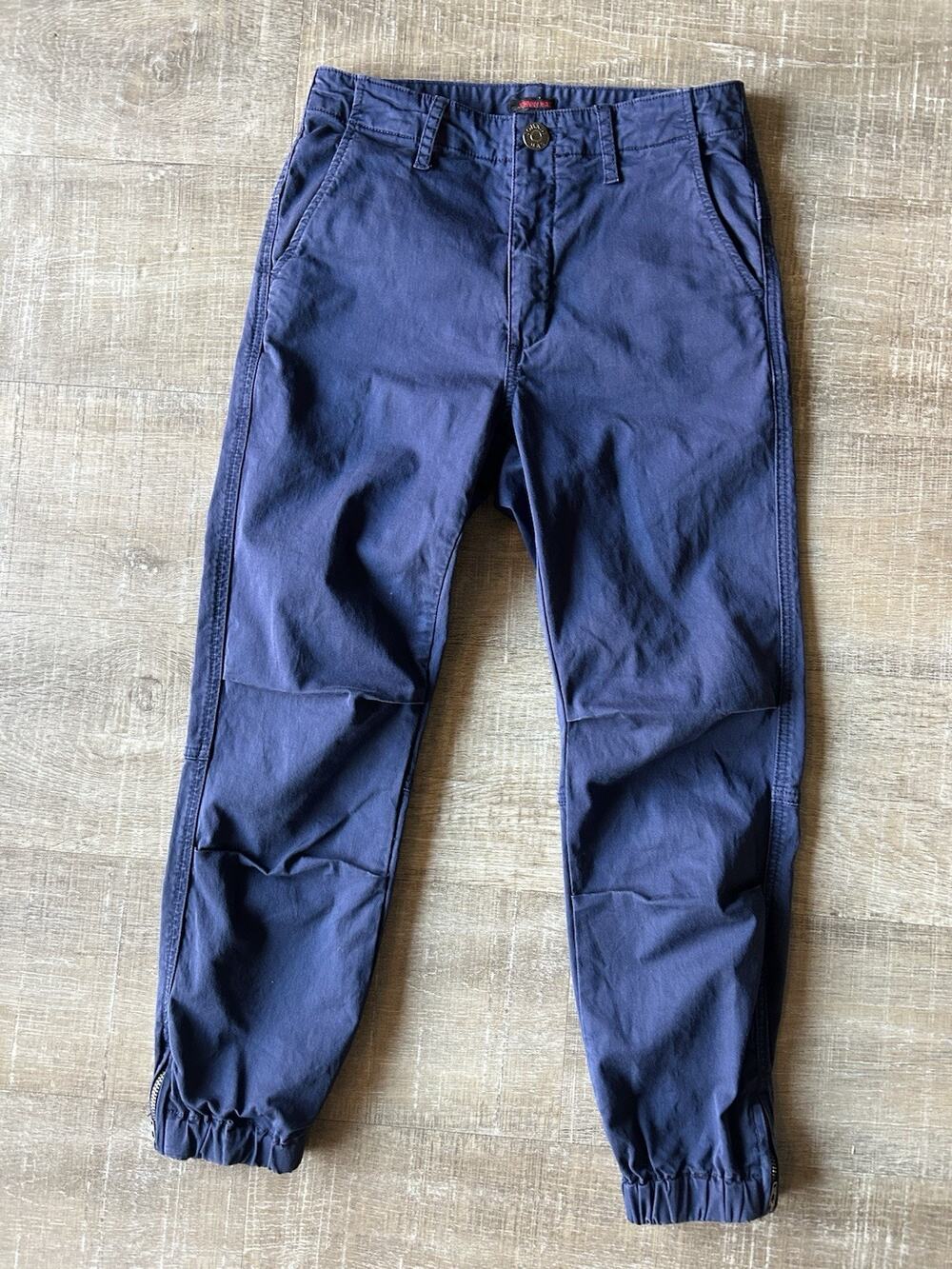 Johnny Was Mila Pant Women 0 Navy R65321 Cotton Stretch Ankle Zip Jogger